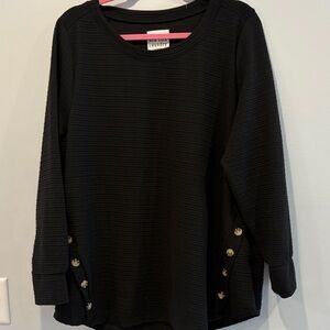 New York Laundry Black Blouse with Button Accents